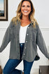 Washed Drop Shoulder Side Slit Utility Layering Jacket