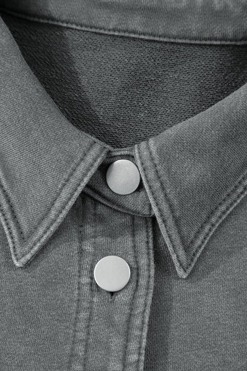 Washed Drop Shoulder Side Slit Utility Layering Jacket