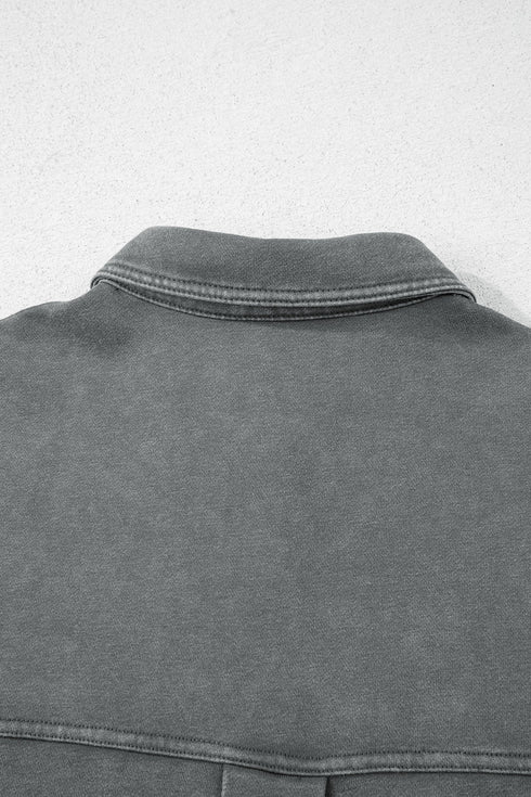 Washed Drop Shoulder Side Slit Utility Layering Jacket