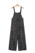 Washed Frayed Exposed Seam Wide Leg Denim Overall Jumpsuit