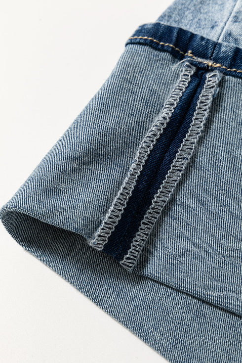 Washed High Rise Button Zip Fly Wide Leg Jeans