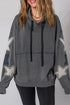 Washed Knit Star Patch Sleeve Oversized Hoodie