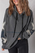 Washed Knit Star Patch Sleeve Oversized Hoodie