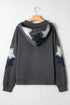 Washed Knit Star Patch Sleeve Oversized Hoodie