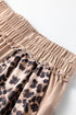 Washed Leopard Print Patchwork Wide Leg Pants