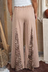 Washed Leopard Print Patchwork Wide Leg Pants