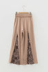 Washed Leopard Print Patchwork Wide Leg Pants