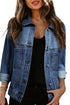 Washed Oversize Pocketed Denim Jacket