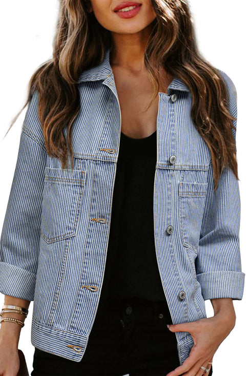 Washed Oversize Pocketed Denim Jacket