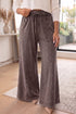 Washed Seam Detail Flare Leg Drawstring Pants