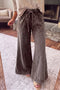 Washed Seam Detail Flare Leg Drawstring Pants
