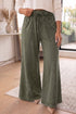 Washed Seam Detail Flare Leg Drawstring Pants
