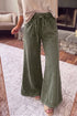 Washed Seam Detail Flare Leg Drawstring Pants