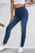 Washed Stretchy Knit Denim Multiple Pocket Straight Leg Jeans