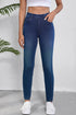 Washed Stretchy Knit Denim Multiple Pocket Straight Leg Jeans