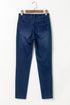 Washed Stretchy Knit Denim Multiple Pocket Straight Leg Jeans