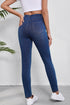 Washed Stretchy Knit Denim Multiple Pocket Straight Leg Jeans