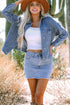 Washed Striped Pattern Casual Pocketed Denim Jacket