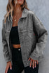 Washed Striped Pattern Casual Pocketed Denim Jacket