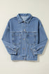 Washed Striped Pattern Casual Pocketed Denim Jacket