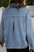 Washed Striped Pattern Casual Pocketed Denim Jacket
