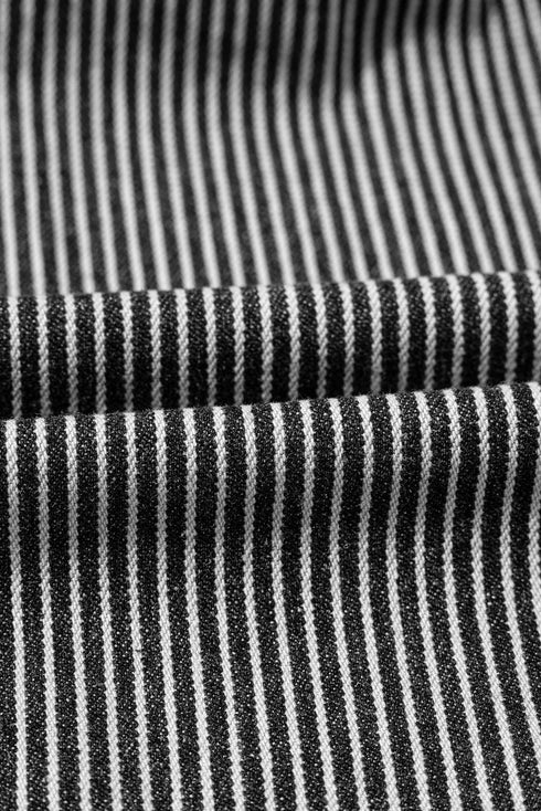 Washed Striped Pattern Casual Pocketed Denim Jacket
