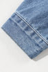 Washed Striped Pattern Casual Pocketed Denim Jacket