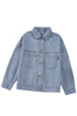 Washed Striped Pattern Casual Pocketed Denim Jacket