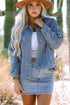 Washed Striped Pattern Casual Pocketed Denim Jacket
