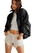 Washed Striped Pattern Casual Pocketed Denim Jacket