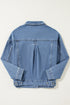 Washed Striped Pattern Casual Pocketed Denim Jacket
