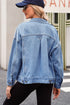 Washed Striped Pattern Casual Pocketed Denim Jacket