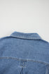 Washed Striped Pattern Casual Pocketed Denim Jacket