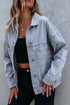 Washed Striped Pattern Casual Pocketed Denim Jacket