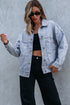 Washed Striped Pattern Casual Pocketed Denim Jacket