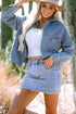 Washed Striped Pattern Casual Pocketed Denim Jacket