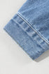 Washed Striped Pattern Casual Pocketed Denim Jacket