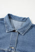 Washed Striped Pattern Casual Pocketed Denim Jacket