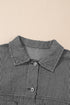 Washed Striped Pattern Casual Pocketed Denim Jacket