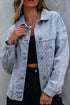 Washed Striped Pattern Casual Pocketed Denim Jacket