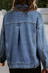 Washed Striped Pattern Casual Pocketed Denim Jacket