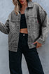 Washed Striped Pattern Casual Pocketed Denim Jacket