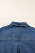 Washed Striped Pattern Casual Pocketed Denim Jacket