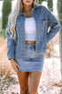Washed Striped Pattern Casual Pocketed Denim Jacket