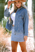 Washed Striped Pattern Casual Pocketed Denim Jacket