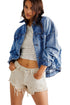 Washed Striped Pattern Casual Pocketed Denim Jacket