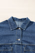 Washed Striped Pattern Casual Pocketed Denim Jacket