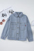 Washed Striped Pattern Casual Pocketed Denim Jacket
