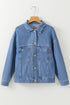 Washed Striped Pattern Casual Pocketed Denim Jacket