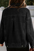 Washed Striped Pattern Casual Pocketed Denim Jacket